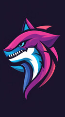 Obraz premium A fierce and colorful shark mascot illustration.