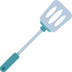 Minimalist vector illustration of a slotted spatula, a versatile kitchen tool used for flipping and serving food
