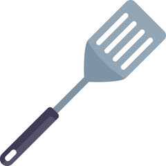 This metal spatula with a black plastic handle is perfect for cooking and serving a variety of dishes