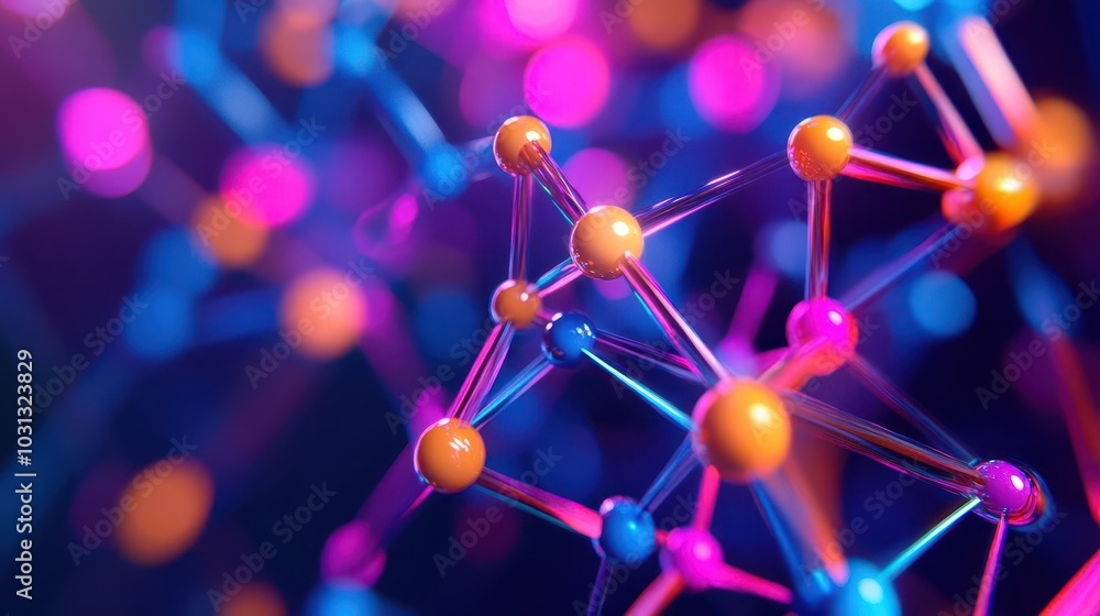 Aufkleber abstract depiction of a molecular structure with colorful nodes interconnected by vibrant lines, rep