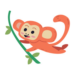 cute monkey hanging a branch