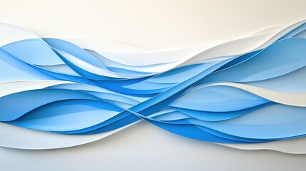 Obraz premium Abstract blue waves on a white background, modern design concept.