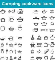 camping cookware icon vector outdoor cooking equipment design