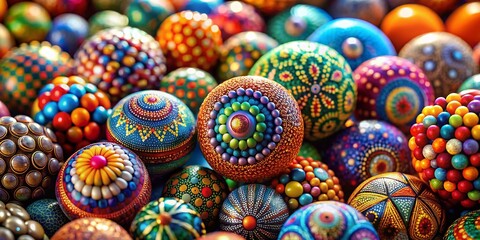 Fototapeta premium Colorful Spherical Beads Arrangement for Vibrant Home Decor and Craft Projects