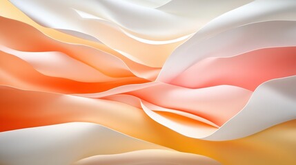 Obraz premium Abstract waves of soft fabric in orange, pink, and white tones.