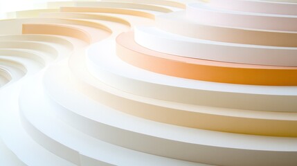 Fototapeta premium Abstract white and orange circular shapes creating a smooth layered design.