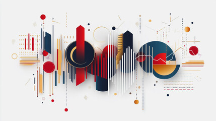 Obraz premium Abstract white background with Colorful charts and graphs with statistics to innovative analyze business potential and forecast future development of companies growth.