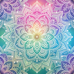Soft gradient wallpaper featuring a detailed mandala, perfect for yoga and meditation-themed posters
