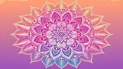 Soft gradient wallpaper featuring a detailed mandala, perfect for yoga and meditation-themed posters