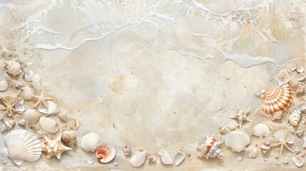 Obraz premium Serene Beach Shells and Starfish Background