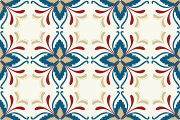 Fototapeta premium Oreintal Flora Damask Seamless pattern embroidery, Indian style. art ornament print.Design for carpet, cover.wallpaper, wrapping, fabric, clothing pattern