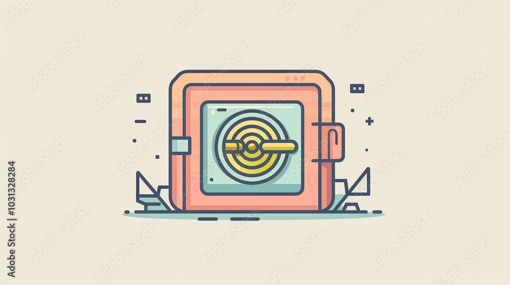 Poster a minimalistic line design of a safe with a digital lock highlights the concept of security and prot