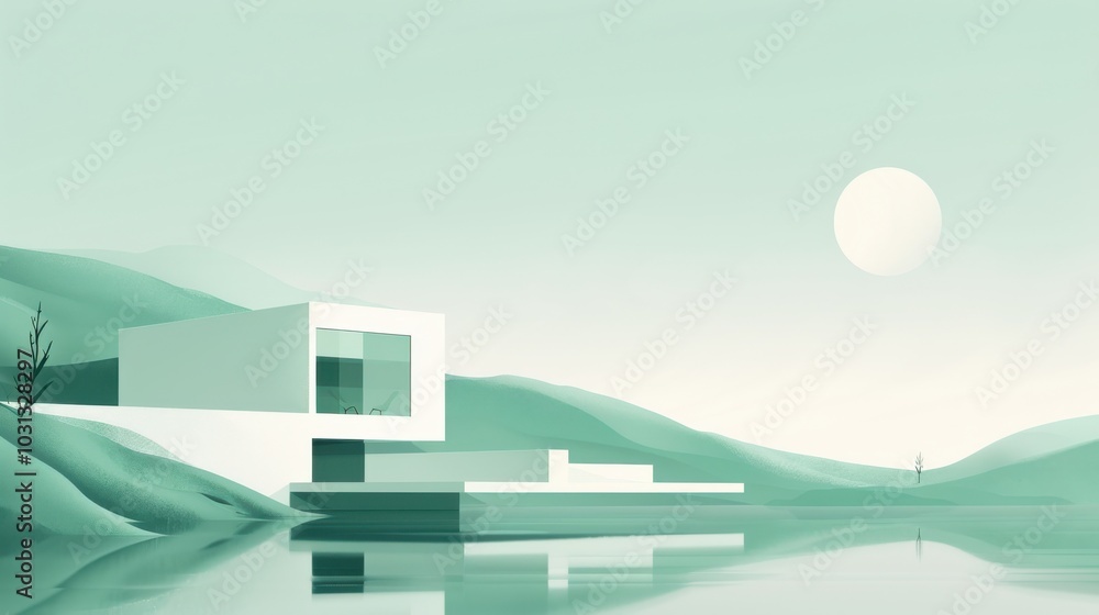 Poster a minimalistic drawing depicting a secure digital investment portfolio with clean lines and simple d