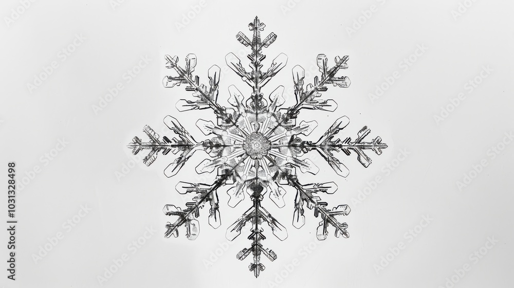 Poster elegant minimalist drawing of a snowflake showcasing clean lines as a timeless winter symbol represe