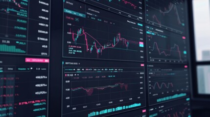 Minimalist line art depiction of a modern stock trading screen showcasing a clean interface and data visualization