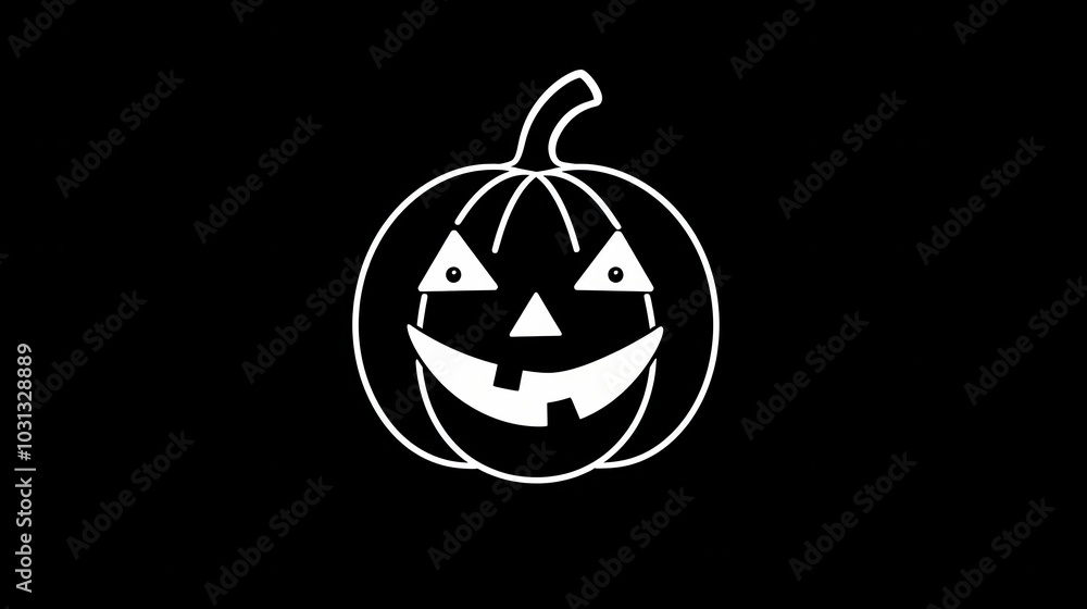 Poster this artwork showcases a simple and minimalistic line drawing of a halloween jack-o-lantern