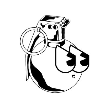 cartoon grenade with big eyes clip art preview
