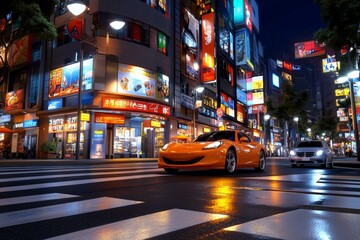 Obraz premium 3D-rendered street corner, with realistic lighting and urban textures