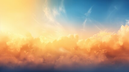Vibrant Sunrise Over Soft Clouds in Blue Sky