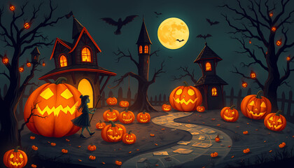 halloween background with pumpkins