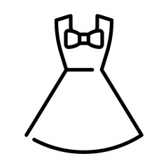 Simple outline icon of a dress with a bow.
