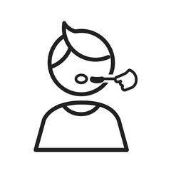 Line drawing of a person putting on mascara.