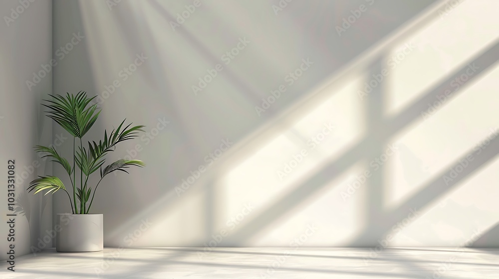 Poster abstract white empty room with window and shadows