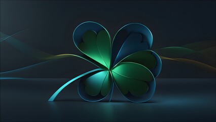 A 3D abstract image of a lucky four leaf clover forming a stylish and modern design.