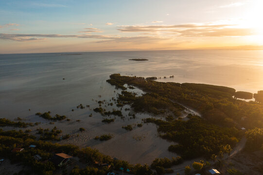 Scenic landscape of Sunset over the Mangrove forest in Olango Island, Lapu-Lapu. Philippines.