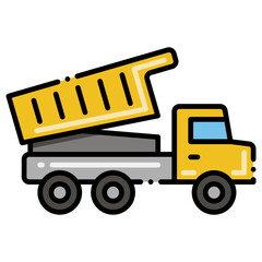 Naklejka premium Yellow dump truck with an open bed.