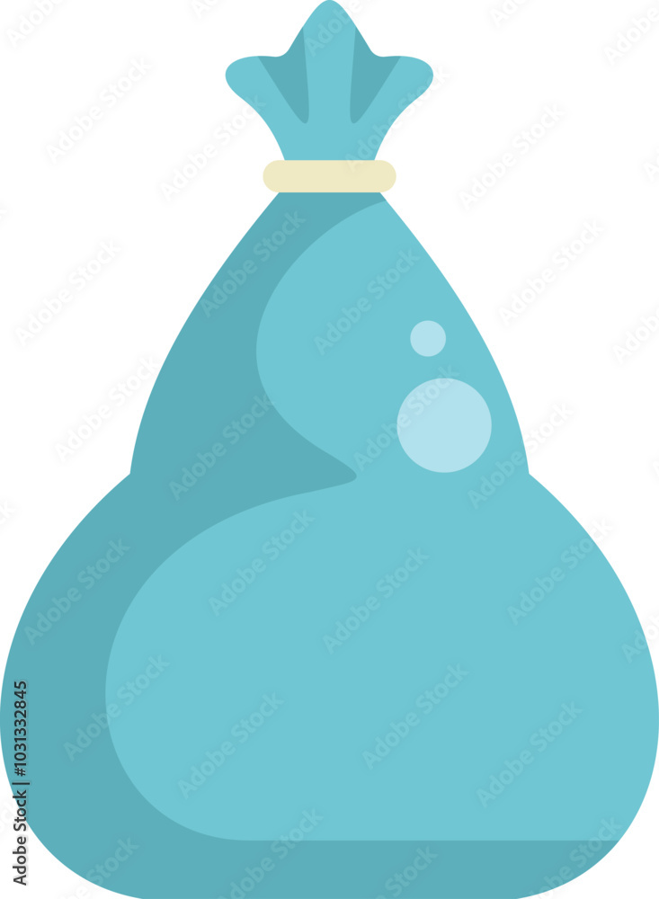 Poster this vector illustration features a blue garbage bag tied up and full of trash, emphasizing waste ma