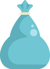 This vector illustration features a blue garbage bag tied up and full of trash, emphasizing waste management and disposal practices