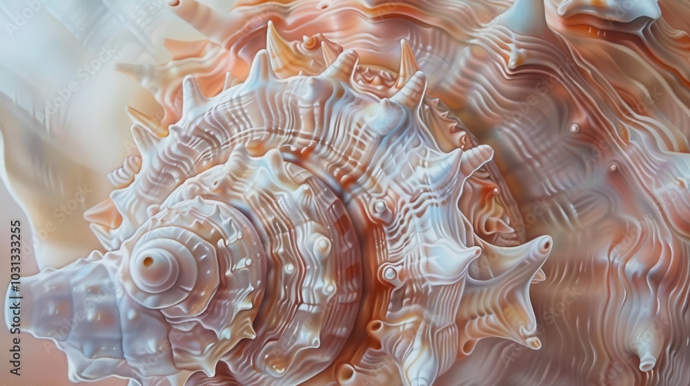 Aufkleber a shell with a white center and orange spikes. the shell is painted in a way that it looks like it i