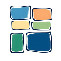 Abstract Geometric Shapes with Bold Colors on white and transparent background. PNG