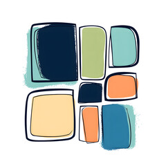 Abstract Geometric Shapes with Bold Colors on white and transparent background. PNG