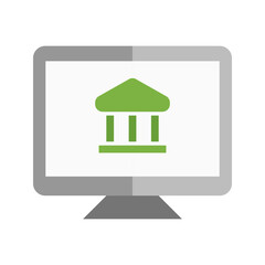 Green bank icon on a white background.