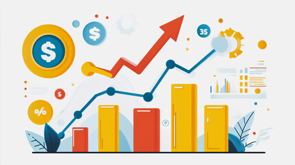 charts and graphs with statistics to innovative analyze business potential and forecast future development of companies growth.