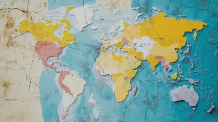Naklejka premium Vintage World Map with Colorful Textures and Details