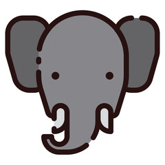 Cute cartoon elephant head with large ears.