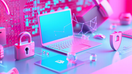 Data privacy day celebration with digital security concepts