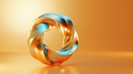 A twisted, golden ring shape. AI.