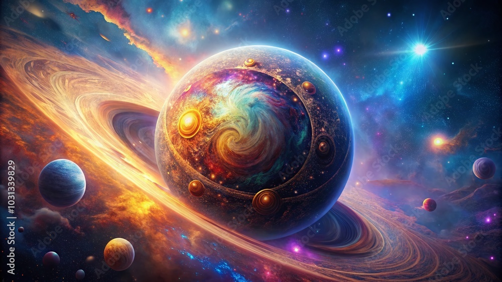 Poster creative planet symbol design with high depth of field for modern graphics and illustrations