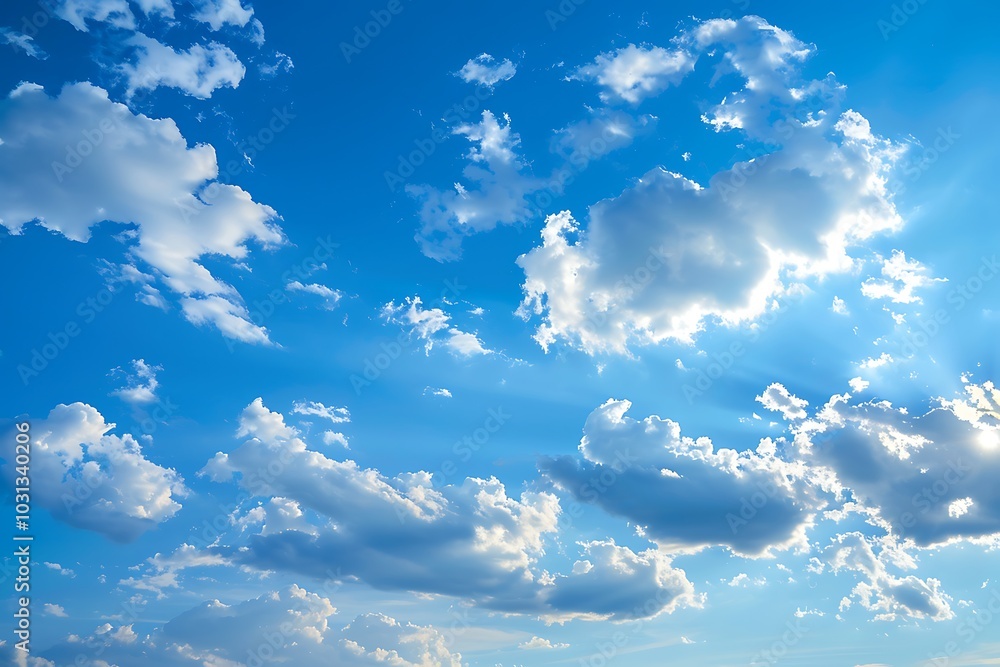 Poster sunset sky background with tiny clouds.