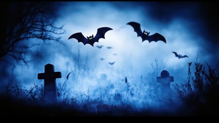 Fototapeta premium Halloween Night in the Graveyard.