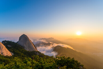 Baegundae highest mountains in the morning Bukhansan in seoul,south Korea,national park