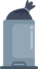 Simple icon of a trash can holding a garbage bag full of trash, perfect for topics like waste management