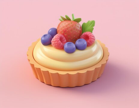 3D sweet treat with a creamy center and a berry licious topping