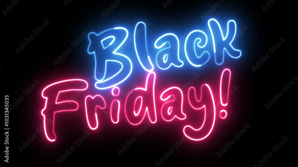 Poster black friday neon sign. black friday text font with neon light. luminous and shimmering haze inside 