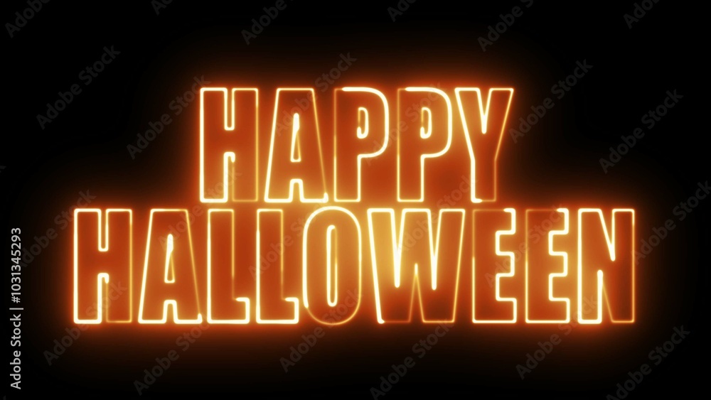 Poster happy halloween text font with light. luminous and shimmering haze inside the letters of the text ha
