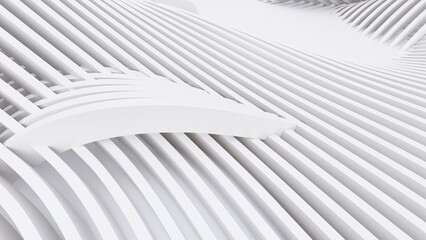 Abstract Curved Shapes. White Circular Background.